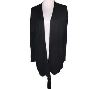 Womens Size L Cashmere Wool Blend Lightweight Pocketed Ribbed Duster Cardigan